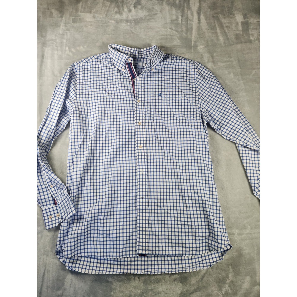 Southern Tide Shirt Mens Large Blue Gingham Plaid Button Down Stretch
